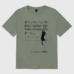 Футболка оверсайз женская Music cat, цвет: авокадо