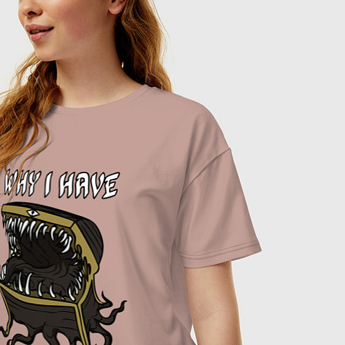 Женская футболка оверсайз Why I Have Trust Issues / Пыльно-розовый – фото 3