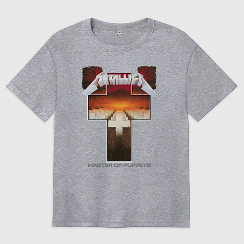 Женская футболка оверсайз Metellica - master of puppets / Меланж – фото 1