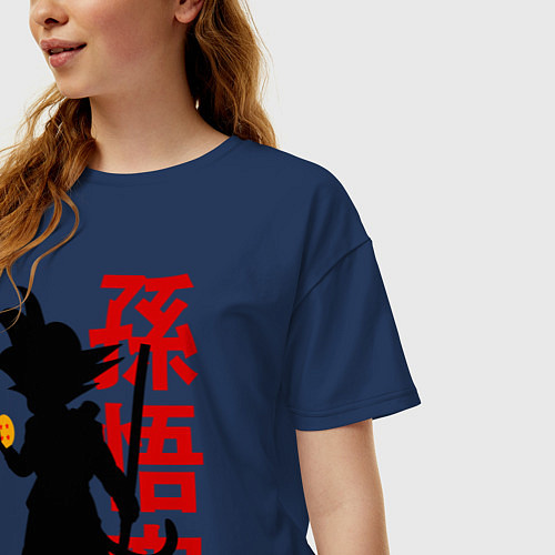 Женская футболка оверсайз Dragon Ball Goku / Тёмно-синий – фото 3
