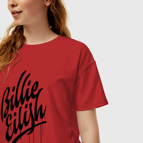 Женская футболка оверсайз BILLIE EILISH / Красный – фото 3
