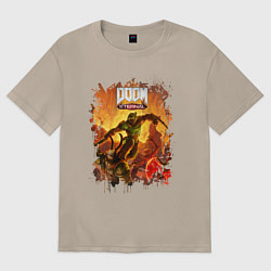 Футболка оверсайз женская DOOM, цвет: миндальный