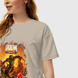 Футболка оверсайз женская DOOM, цвет: миндальный — фото 2