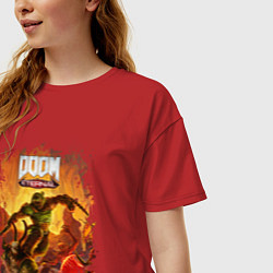 Футболка оверсайз женская DOOM, цвет: красный — фото 2