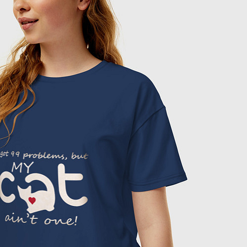 Женская футболка оверсайз My Cat / Тёмно-синий – фото 3