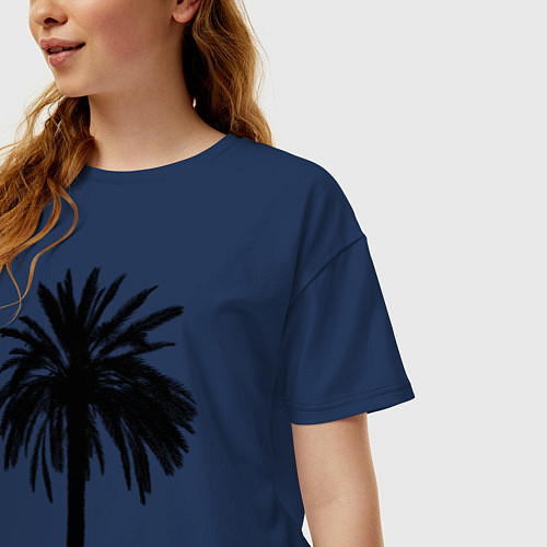 Женская футболка оверсайз Тропики / Тёмно-синий – фото 3