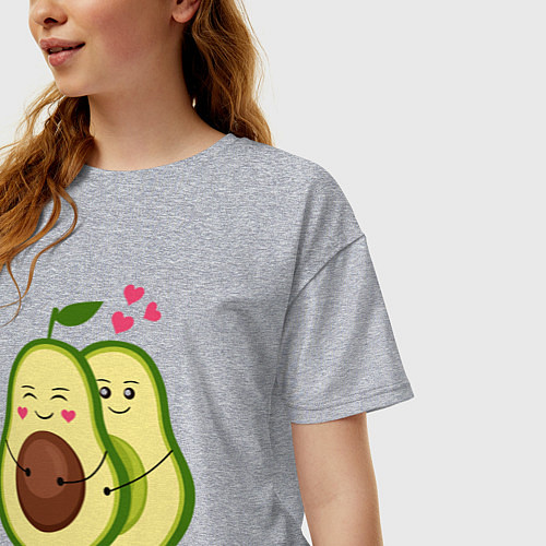 Женская футболка оверсайз Влюбленные Веганы Авокадо / Меланж – фото 3