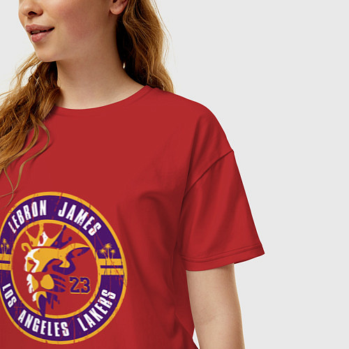 Женская футболка оверсайз Lakers - LeBron James / Красный – фото 3