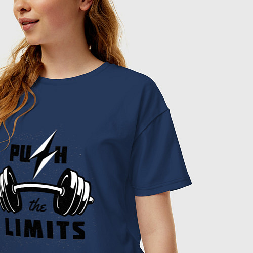 Женская футболка оверсайз Раздвинь границы / Тёмно-синий – фото 3