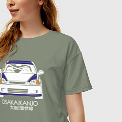 Футболка оверсайз женская Honda Civic EK, Osaka Kanjo, цвет: авокадо — фото 2
