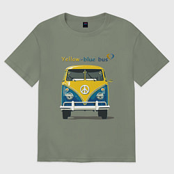 Футболка оверсайз женская Я люблю вас Yellow-blue bus, цвет: авокадо