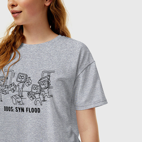 Женская футболка оверсайз DDoS: SYN Flood / Меланж – фото 3