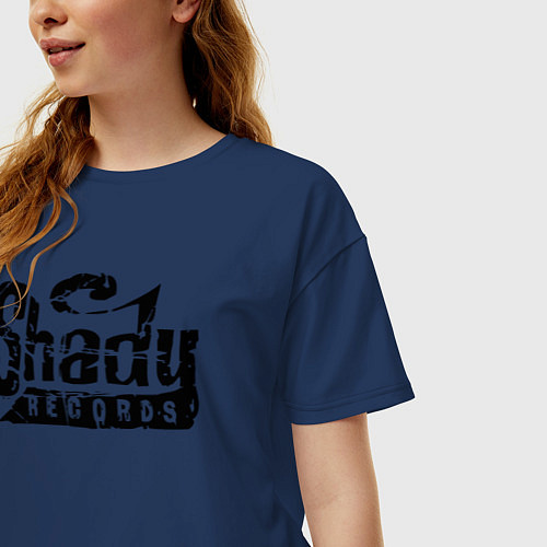 Женская футболка оверсайз Eminem Slim Shady / Тёмно-синий – фото 3
