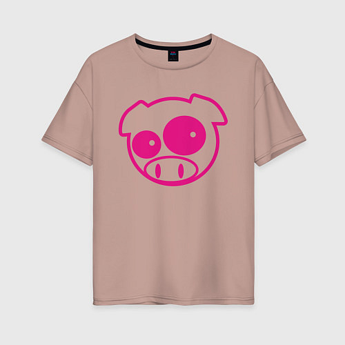Женская футболка оверсайз Subaru Power Pig / Пыльно-розовый – фото 1