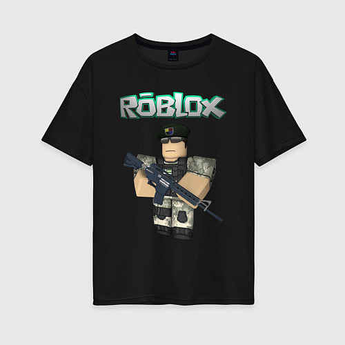 Женская футболка оверсайз Roblox Defender / Черный – фото 1