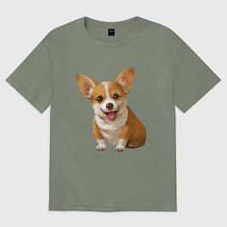 Футболка оверсайз женская Корги, цвет: авокадо