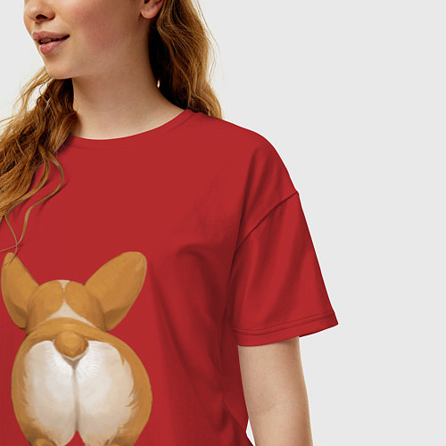 Женская футболка оверсайз Корги / Красный – фото 3