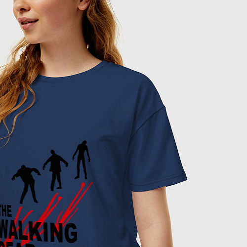Женская футболка оверсайз The walking dead / Тёмно-синий – фото 3