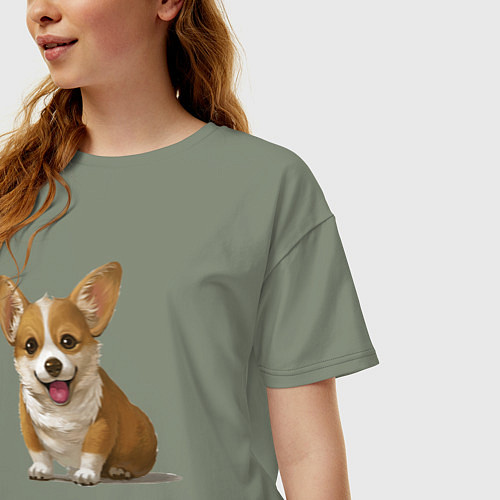 Женская футболка оверсайз КОРГИ / Авокадо – фото 3