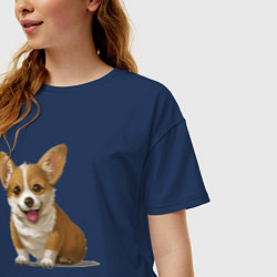 Футболка оверсайз женская КОРГИ, цвет: тёмно-синий — фото 2