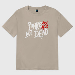 Футболка оверсайз женская Punks not dead, цвет: миндальный