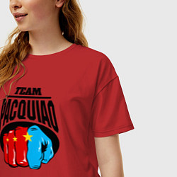 Футболка оверсайз женская Team Pacquiao, цвет: красный — фото 2