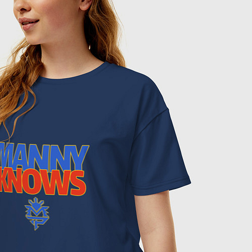 Женская футболка оверсайз Manny Knows / Тёмно-синий – фото 3
