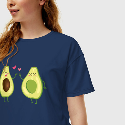 Женская футболка оверсайз Авокадо / Тёмно-синий – фото 3