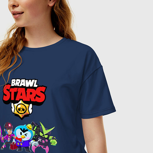 Женская футболка оверсайз BRAWL STARS / Тёмно-синий – фото 3