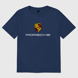 Футболка оверсайз женская PORSCHE, цвет: тёмно-синий
