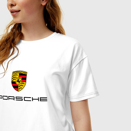 Женская футболка оверсайз PORSCHE / Белый – фото 3