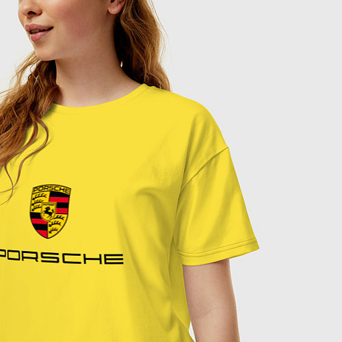 Женская футболка оверсайз PORSCHE / Желтый – фото 3