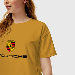 Футболка оверсайз женская PORSCHE, цвет: горчичный — фото 2