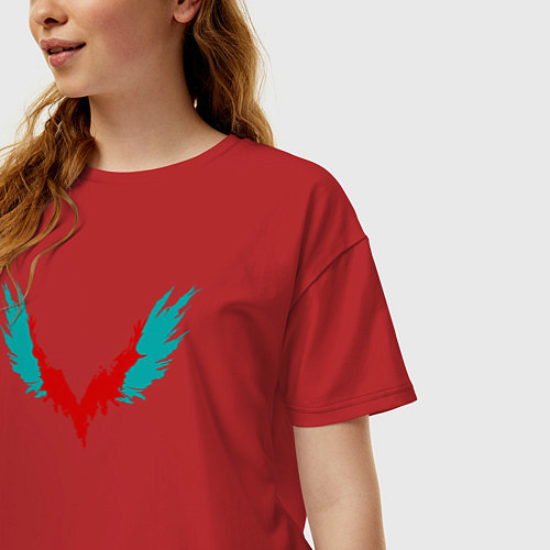Женская футболка оверсайз V / Красный – фото 3