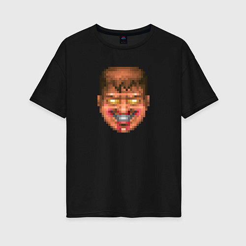 Женская футболка оверсайз Doom Guy Evil Face / Черный – фото 1