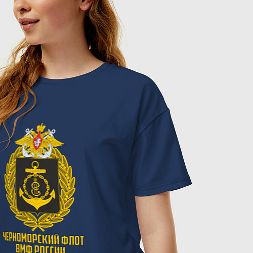 Женская футболка оверсайз Черноморский флот ВМФ России / Тёмно-синий – фото 3