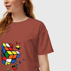 Футболка оверсайз женская Кубик Рубика, цвет: кирпичный — фото 2