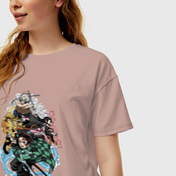 Футболка оверсайз женская KIMETSU NO YAIBA, цвет: пыльно-розовый — фото 2