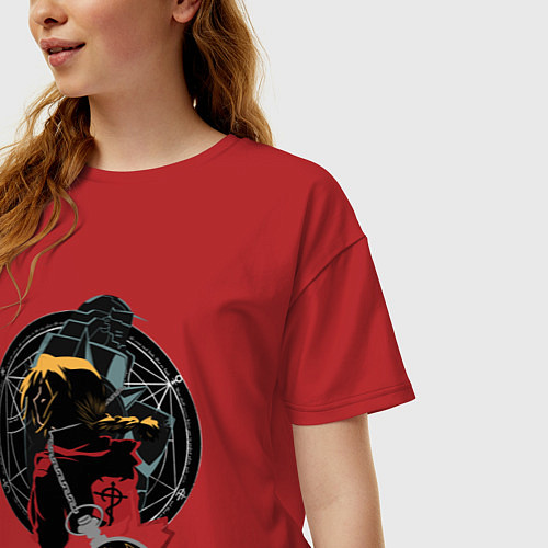 Женская футболка оверсайз Стальной алхимик / Красный – фото 3