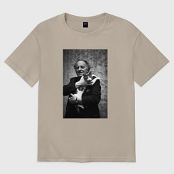 Футболка оверсайз женская Бродский и кот, цвет: миндальный