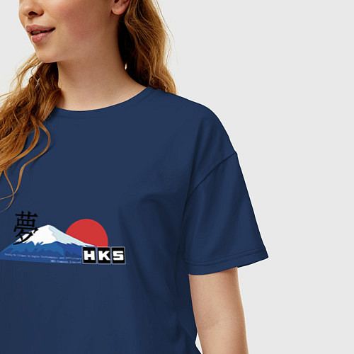 Женская футболка оверсайз HKS Japan JDM / Тёмно-синий – фото 3
