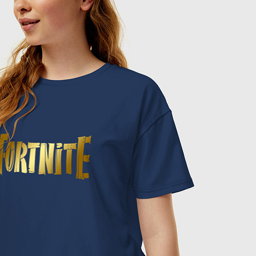 Женская футболка оверсайз FORTNITE 2 / Тёмно-синий – фото 3