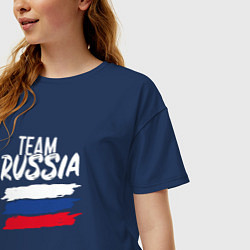 Футболка оверсайз женская Россия, цвет: тёмно-синий — фото 2