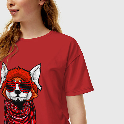 Женская футболка оверсайз Красная панда / Красный – фото 3
