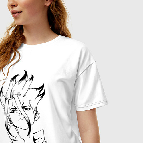 Женская футболка оверсайз Доктор Стоун / Белый – фото 3