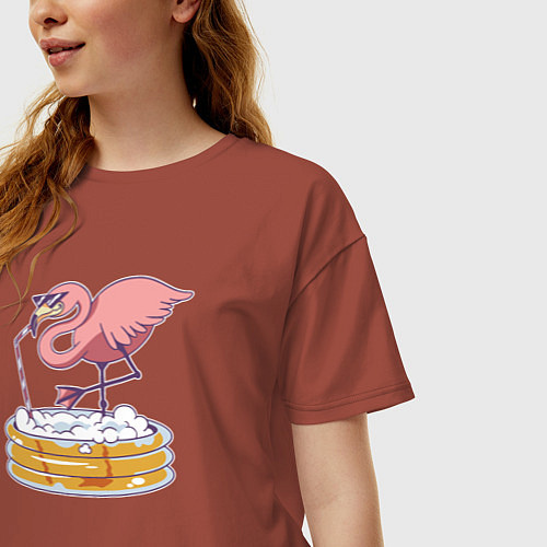 Женская футболка оверсайз Фламинго / Кирпичный – фото 3
