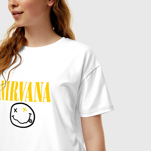 Женская футболка оверсайз NIRVANA / Белый – фото 3
