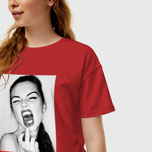 Женская футболка оверсайз BONJOUR BITHES / Красный – фото 3