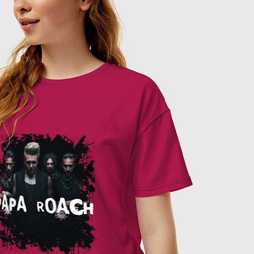 Женская футболка оверсайз Papa roach / Маджента – фото 3