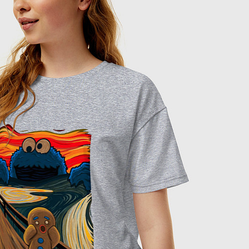 Женская футболка оверсайз КОРЖИК КРИК / Меланж – фото 3